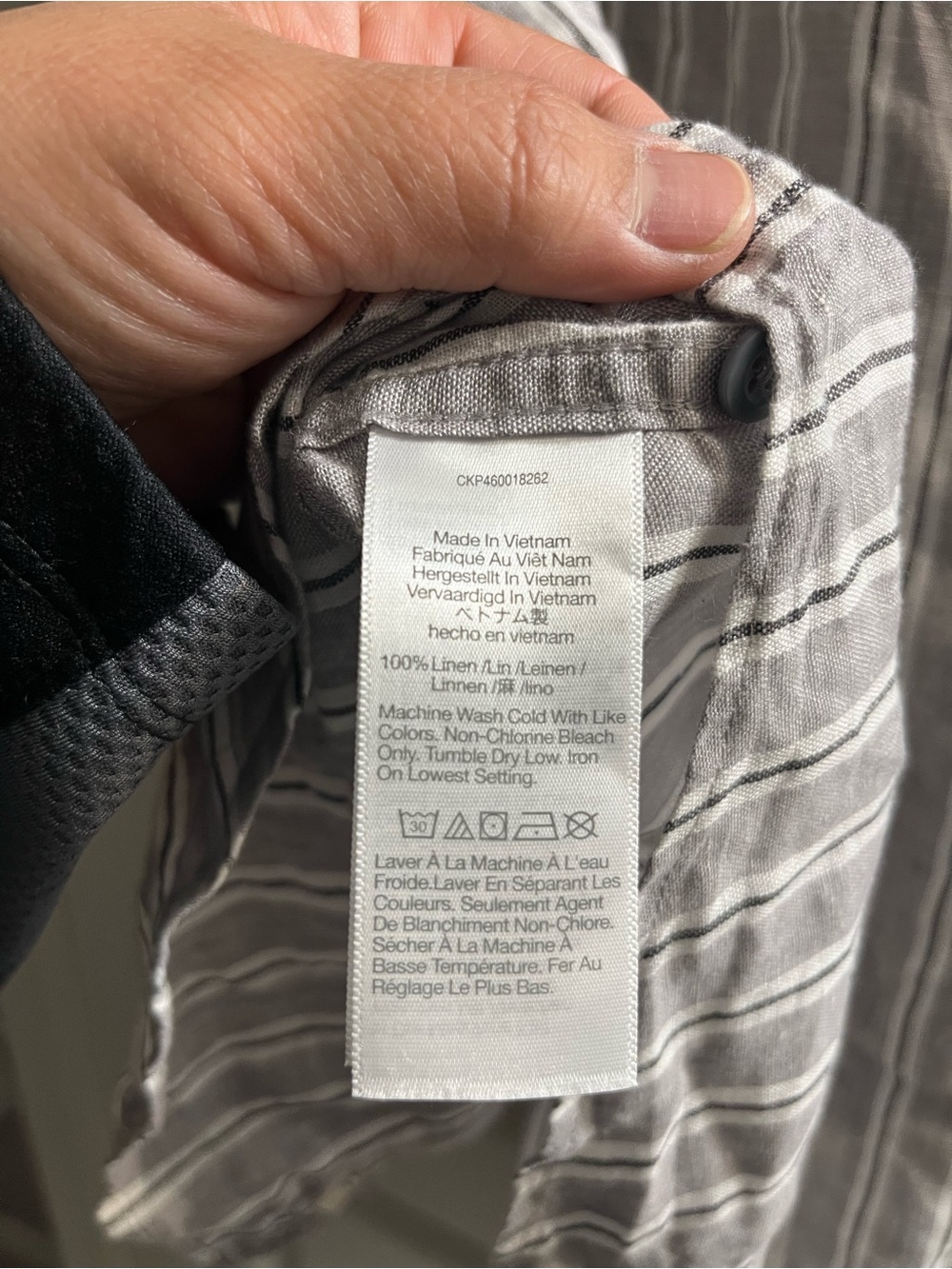 Madewell Men's XL Perfect Fit Striped Button-Up Shirt Gray 100% linen - Picture 4 of 4